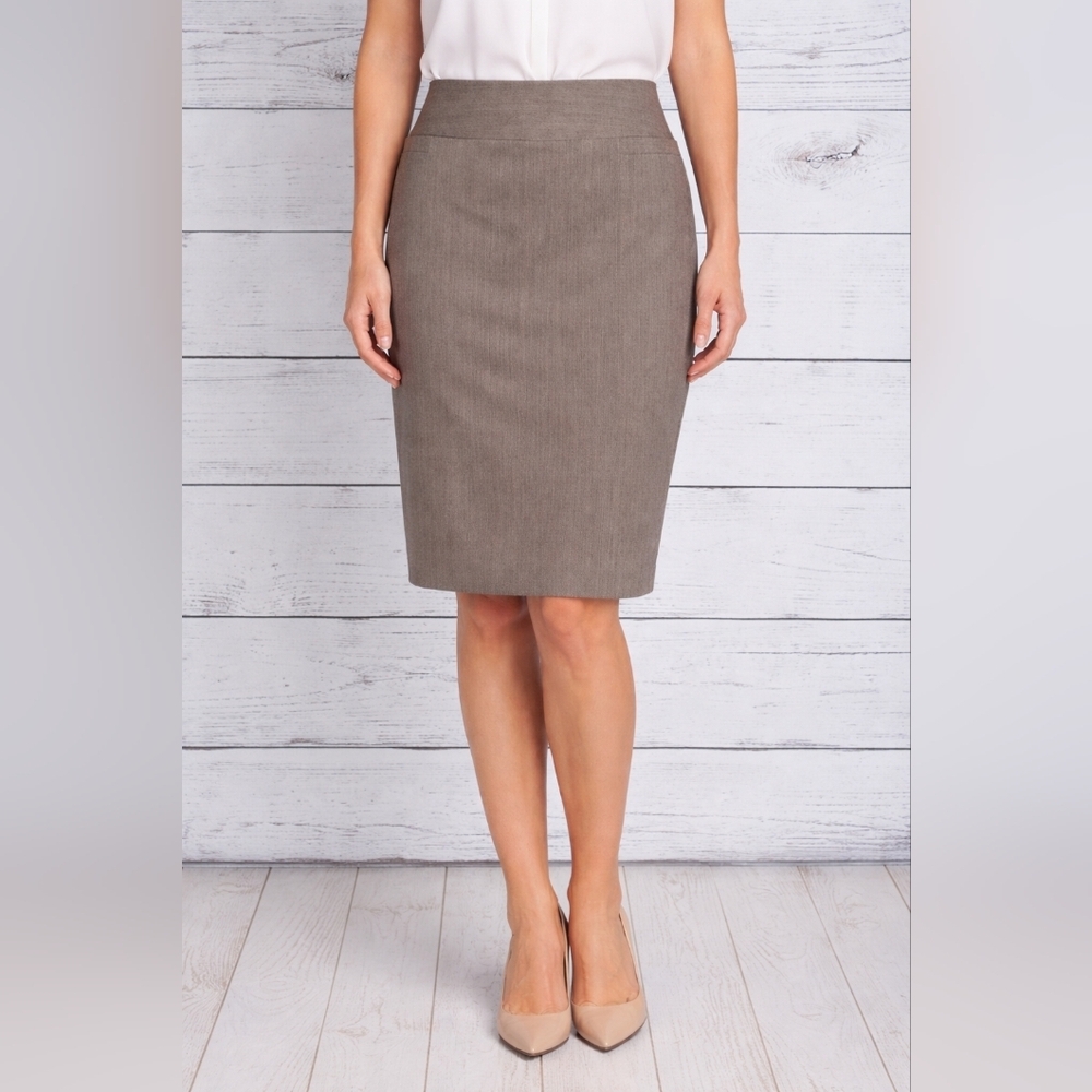 Talbots Petites 12 100% Wool Pencil Skirt Taupe Brown Lined Career Classic